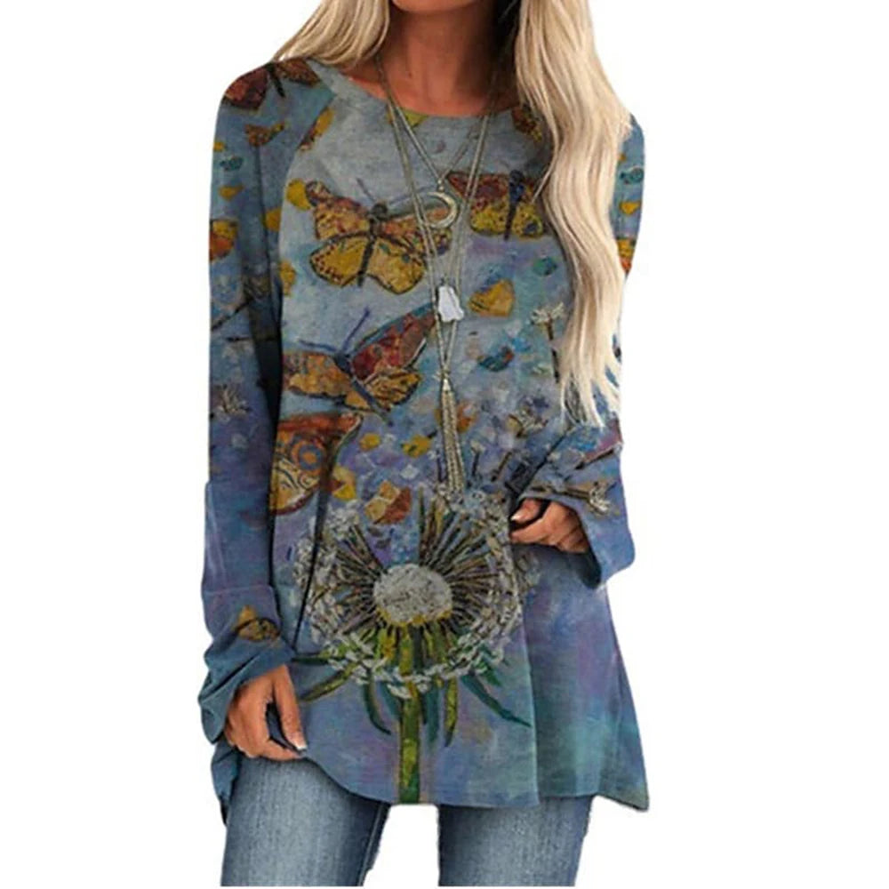 Women's T Shirt Wolf 3d Print T-shirt Women Fashion Animal T-shirts Casual Long Sleeve Tops Tees Vintage Tshirt Loose Tees Owl