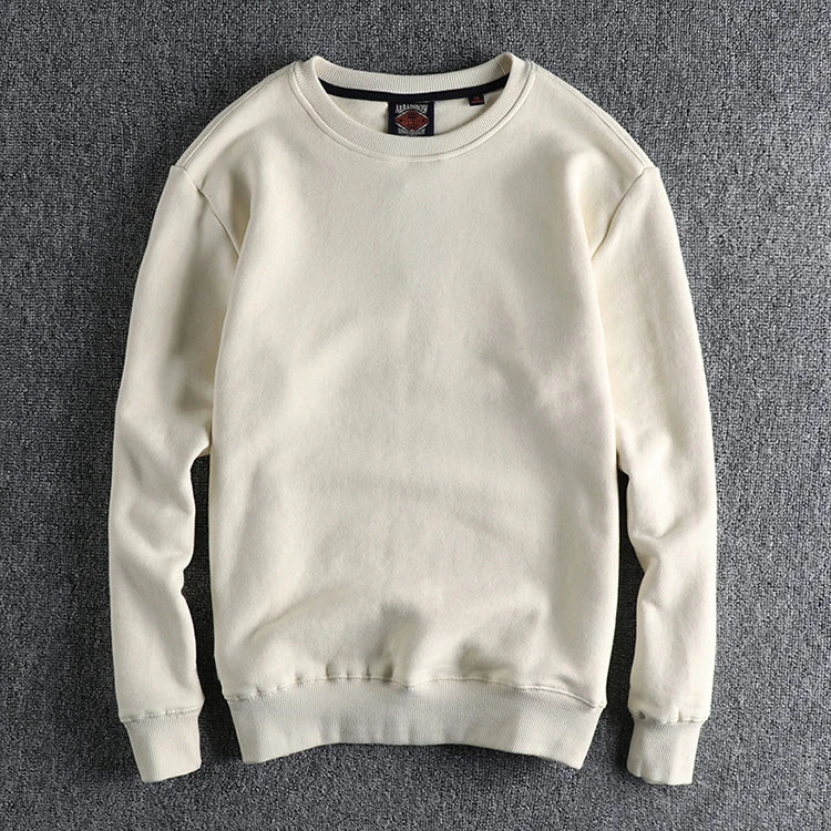 New autumn and winter cashmere padded solid color round neck sweater men Joker youth Roman fleece pullover