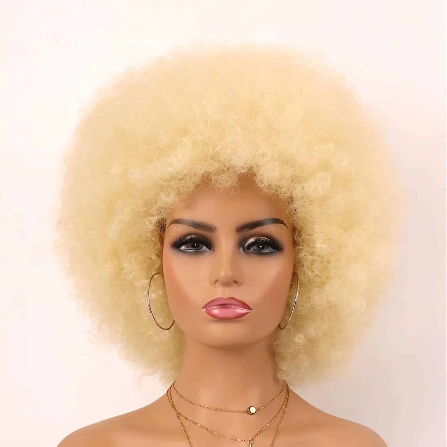 Synthetic 70s Afro Curly Wigs for Black Women Glueless Wear Soft Black Large Bouncy Natural Looking Full for Daily Party Use