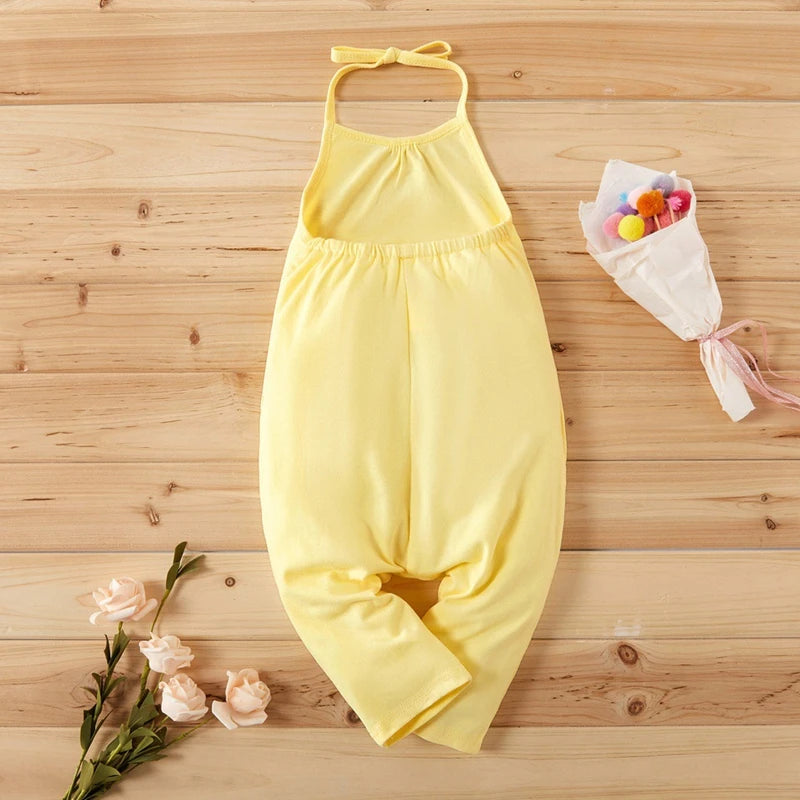 New Fashion Kids Baby Girls Strap Cotton Romper Toddler Sling Jumpsuit Harem Trousers Lace Up Sport Casual Loose Summer Clothes