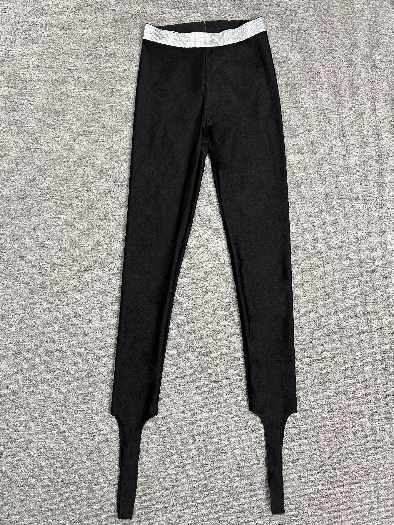 Shiny High-waisted Lustrous Leggings Sexy And Elegant High-elasticity Silver-threaded Waist Skinny Pants Autumn Glossy Pants