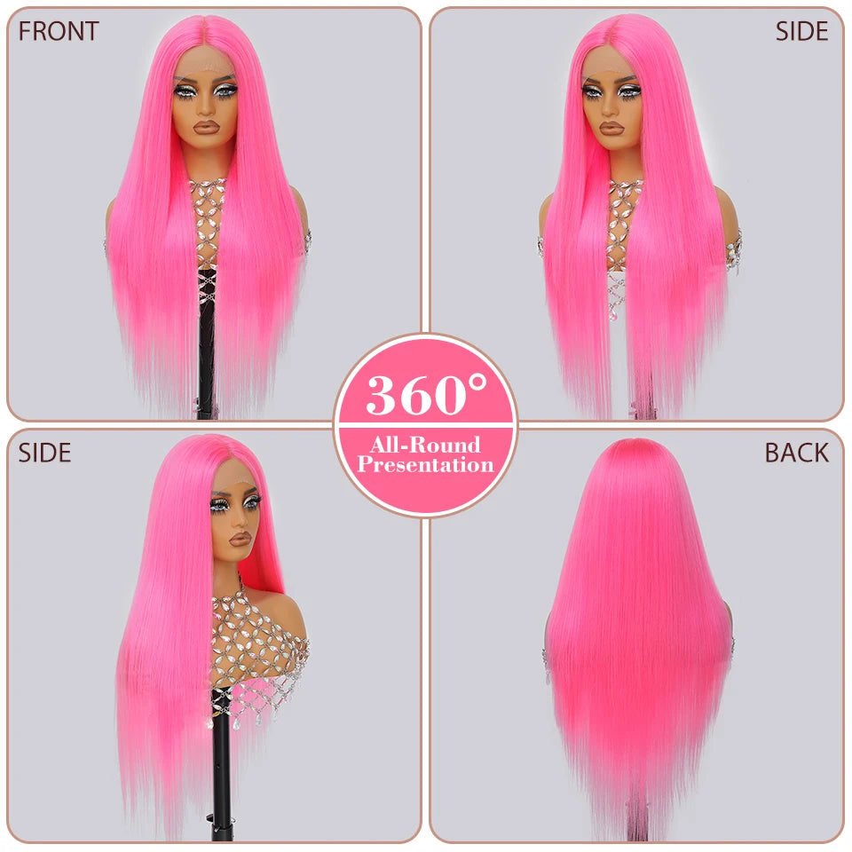 30 Inch Lace Frontal Wig Synthetic 13X6 Straight Hair Lace Wig For Afro Women High Temperture Fiber Blond Women Lace Frontal Wig
