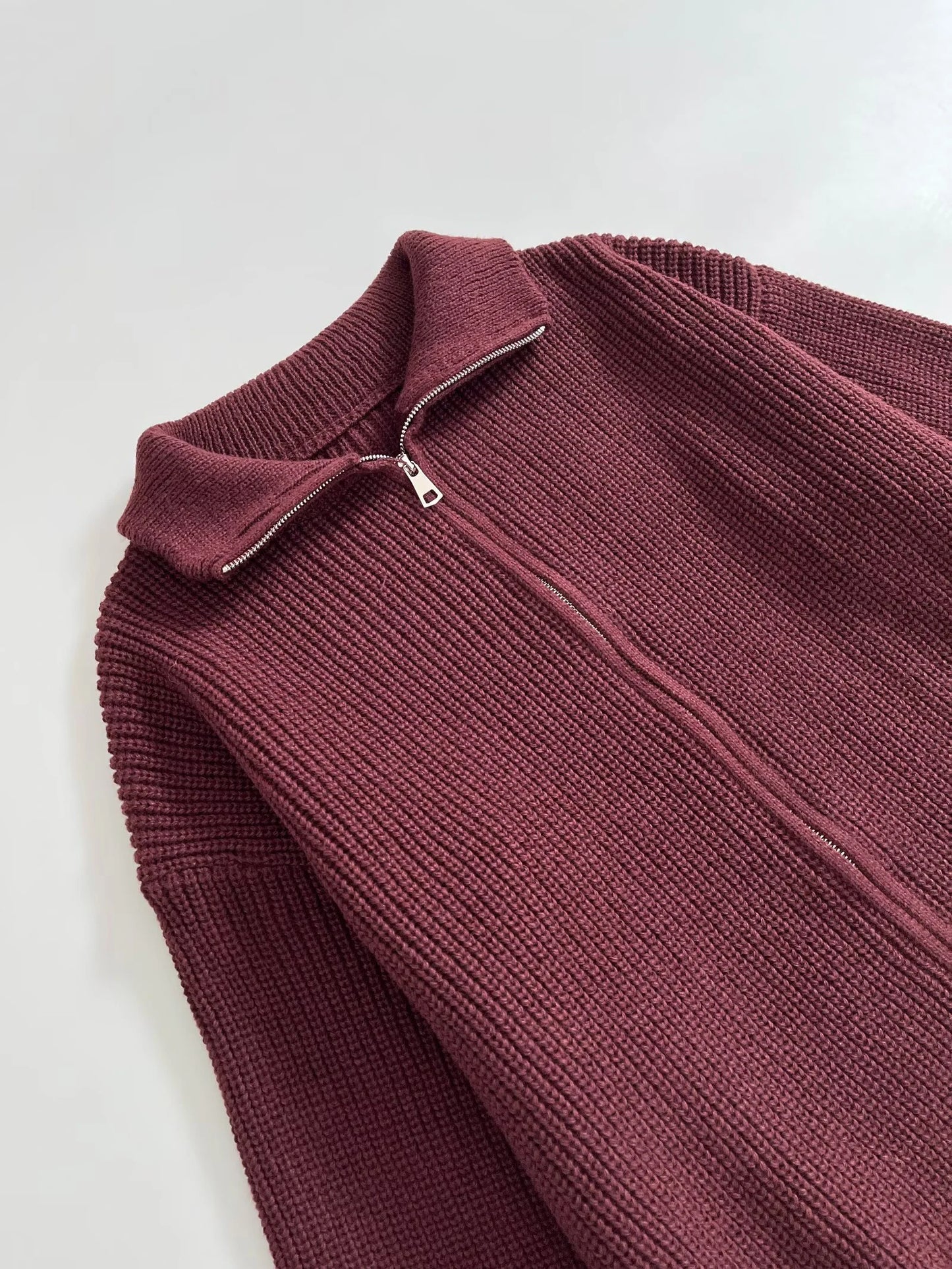 Spring New Arrivals Women's Loose and Lazy Style Sweater Cardigan Flared Lapel Long Sleeve Double Chain Stripe Knit Coat BAZAARHUBO