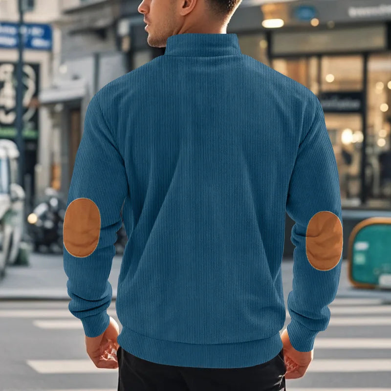 spring autumn new men's fleece sweatshirt stand-up collar half zipper pullover long sleeve sweatshirt corduroy trend men's tops