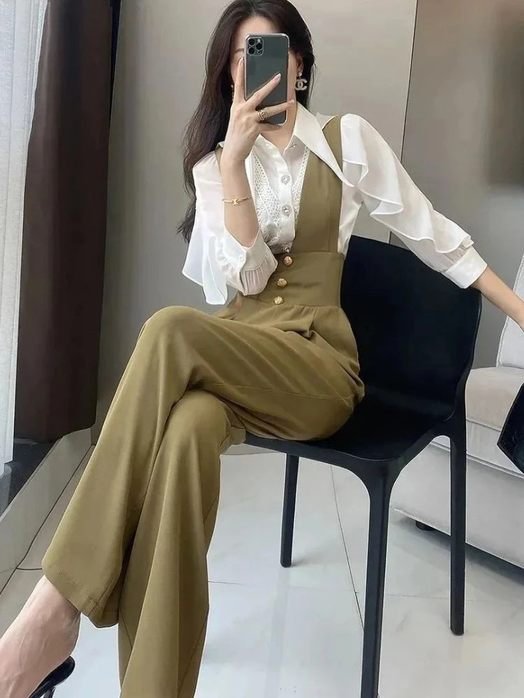 Jumpsuits Women Elegant Office Lady Solid All-match Fashion Simple Leisure Korean Style Comfortable Autumn Design Classic New
