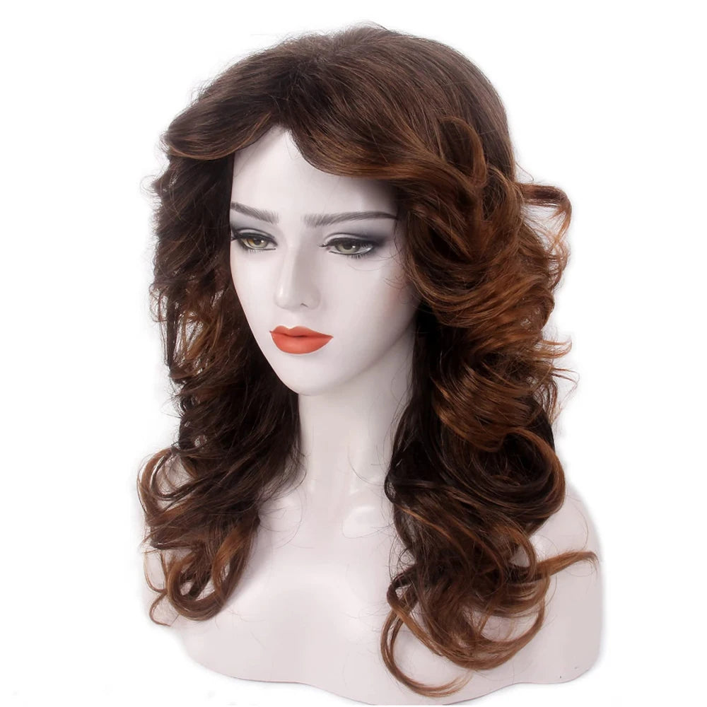 Synthetic Hair 70s Wig Farrah Fawcett Wig Vintage Wigs  for Women Vintage Cosplay Costume Disco Hair Wig Brown Wig