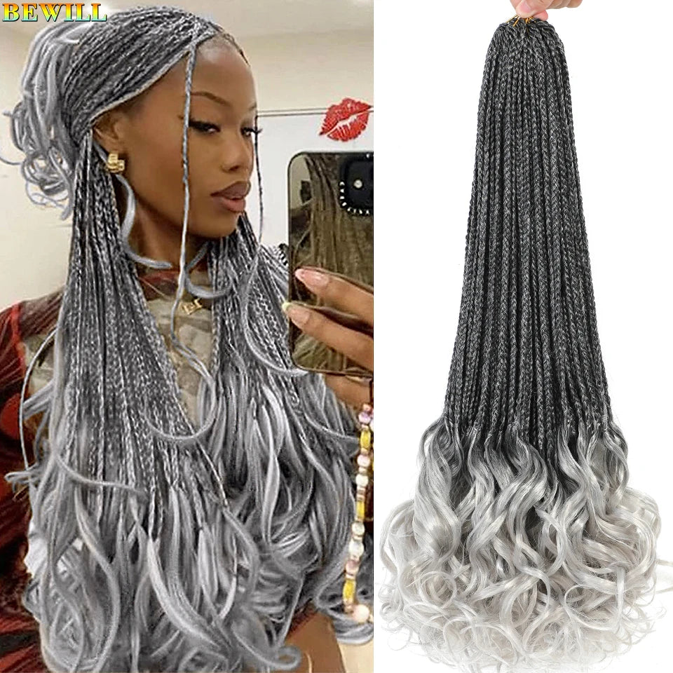 14 18 24 Inch French Curl Crochet Braids Boho Goddess French Curl Box Braids Crochet Hair Synthetic French Curly Braiding Hair