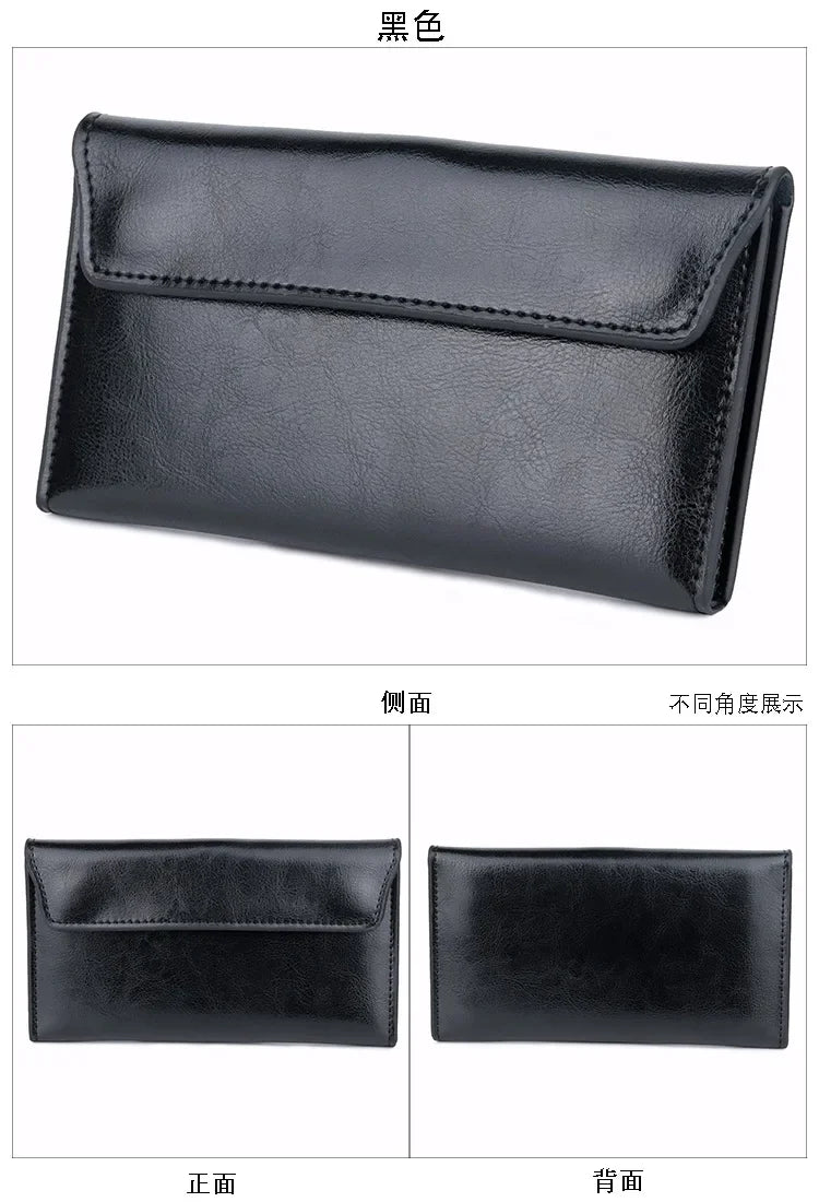 Luxurious Genuine Leather Women's Long Wallet Wallet Clutch 2-in-1 Credit Card Holder Wallet