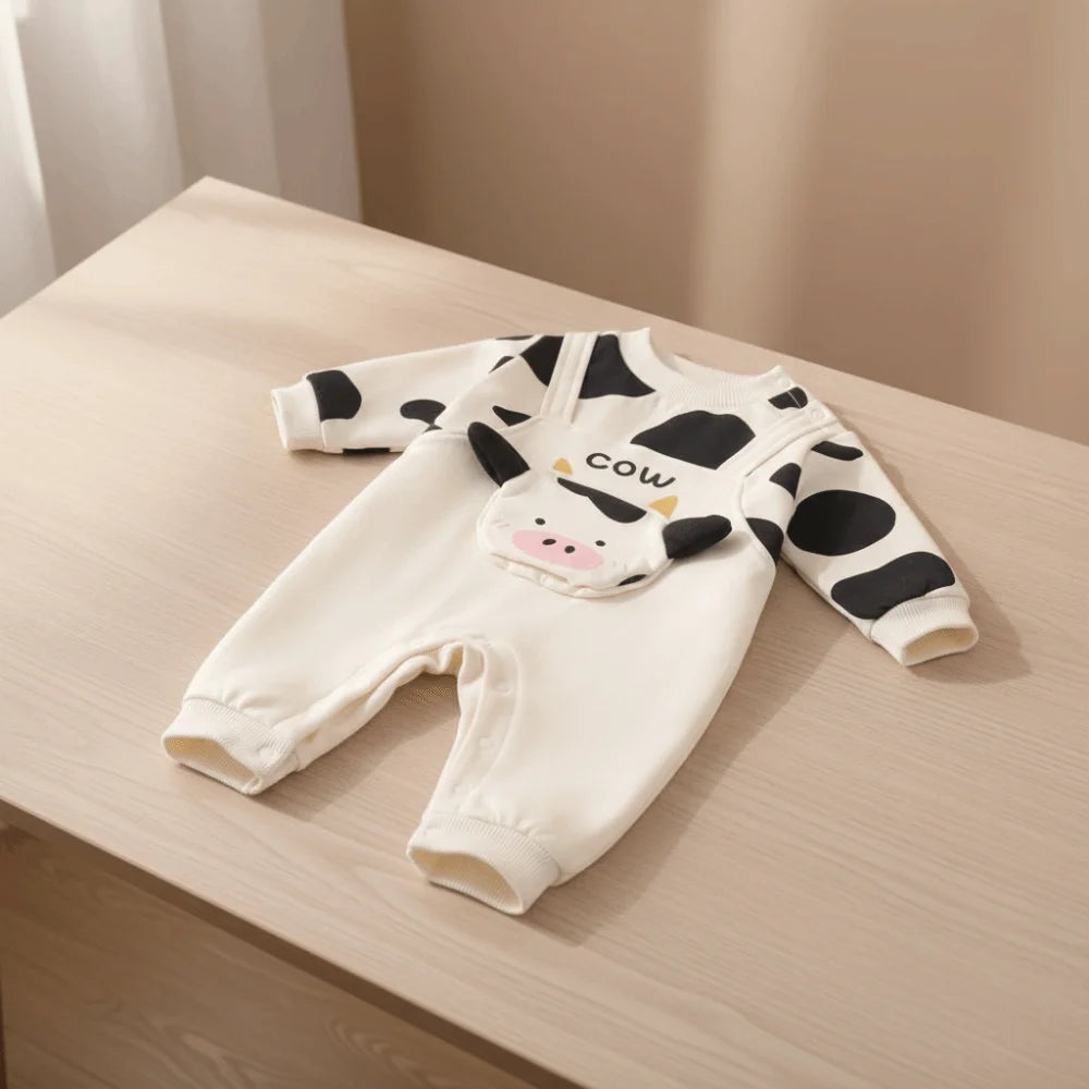 Kids Fashion Long Pants Cow Baby Romper Casual Outfit Infant False Two-pieces Jumpsuit Soft Cotton Newborn Jumpsuit Boy Girl