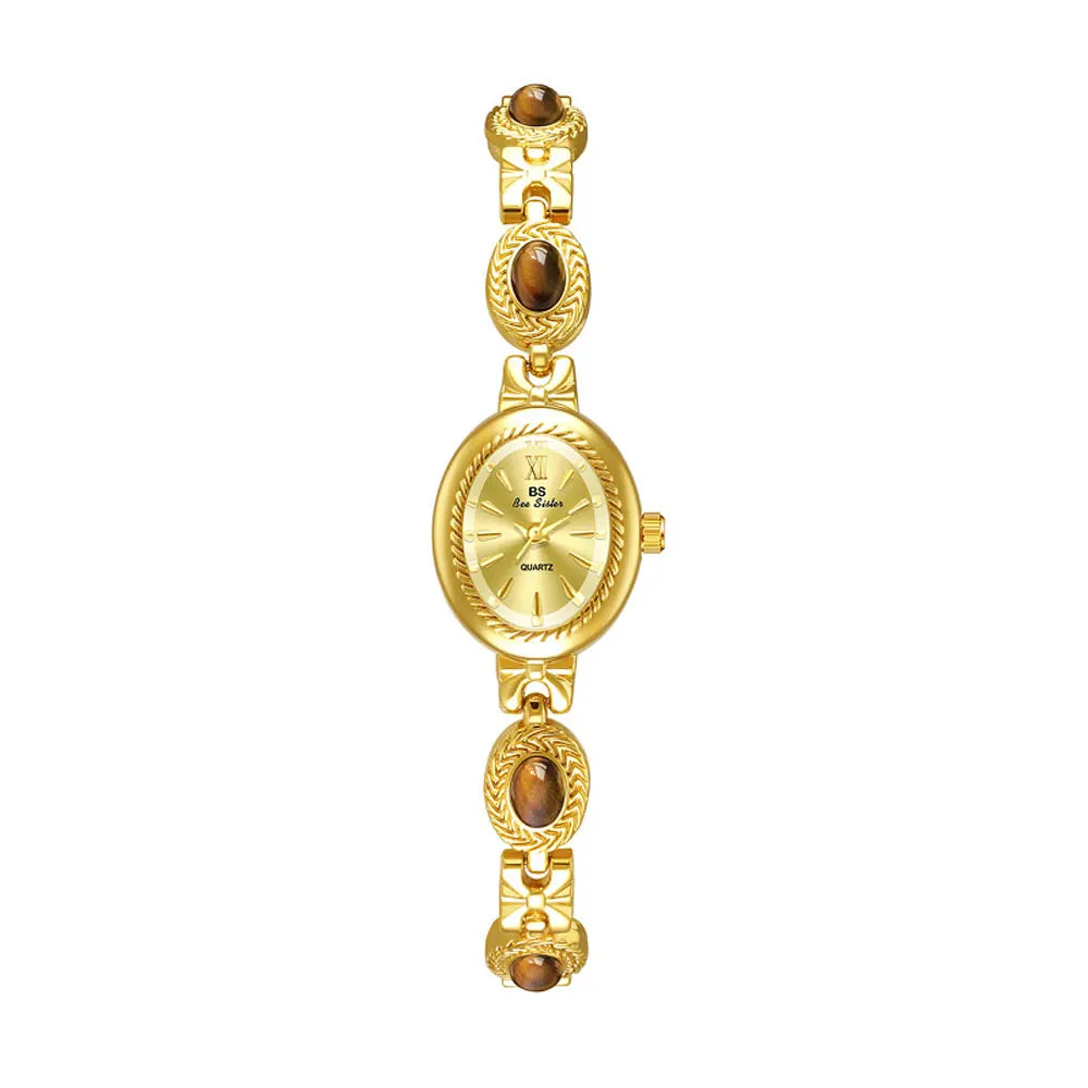 Elegant Women's Watch Jade Bracelet Small Clock Fashion Quartz Watches Luxury Golden Wristwatch Gifts For Women Original Brand
