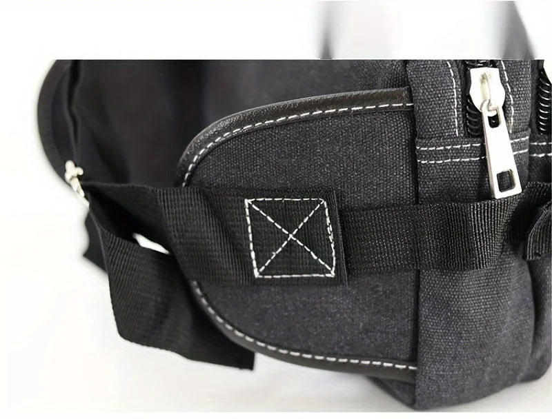 Fashionable Multi Layer Zipper Waist Bag Fanny Pack, Canvas Retro Basic Chest Crossbody Bag Men's Sports Running Phone Pocket