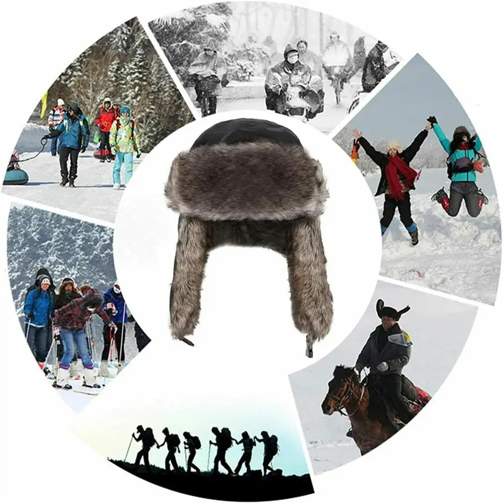 Men's Winter Trapper Aviator Trooper Earflap Warm Russian Waterproof Ski Hat Bomber Cap  Russian Warm Ear Protectors Hats BAZAARHUBO
