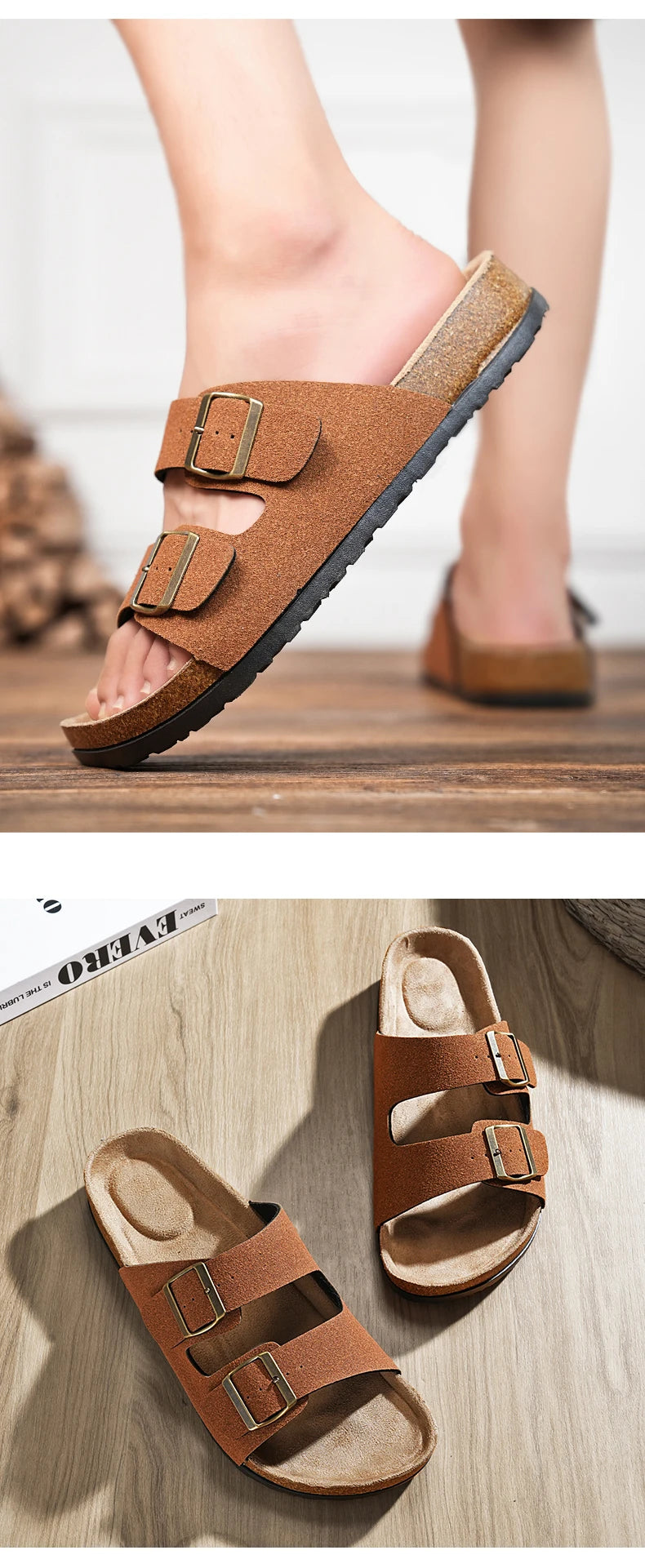 Brand Men Women Sandals Summer Designer Couple Cork Clogs Sandals Luxury Classic Unisex Mules Beach Slide With Adjustable Buckle