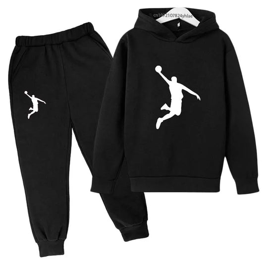 Kids Casual Autumn Spring 2pcs Hoodie+Pants Letter Print Tracksuits 2-13 Years Boys Girls Simple Outfits Children Clothes Sets