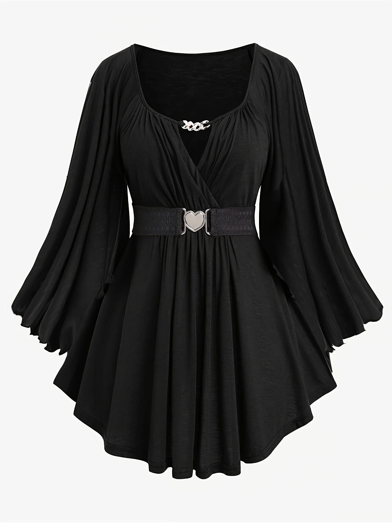 New Autumn and Winter European and American Fashion Women's Clothing, Oversized with an Irregular Hem, Solid Color, Heart-Shaped