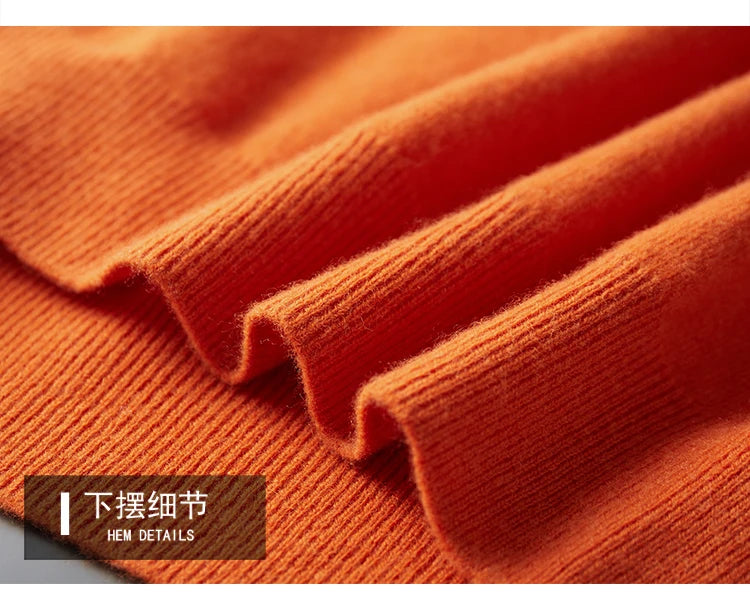 100% Merino Wool Sweater Men's O Neck Pullover Tops One-piece ready-to-wear Autumn Winter Solid Color Sweater Versatile Basic