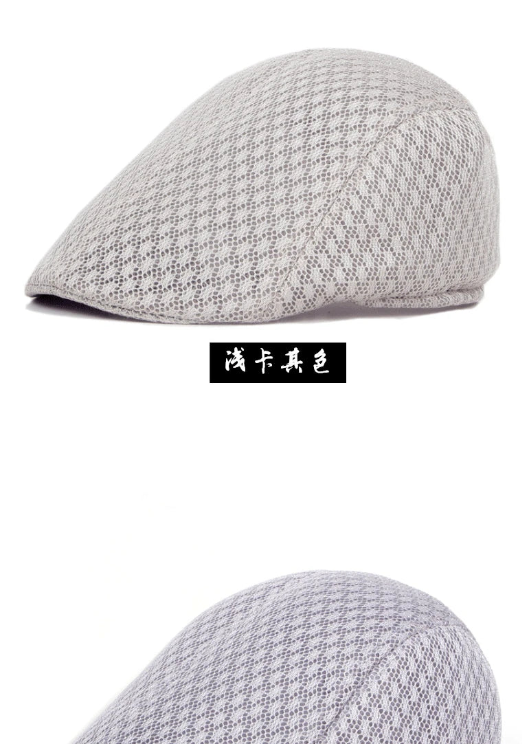 Big Head 58-61cm Summer Men Newsboy Breathable Cap Mesh Cabbie Golf Driving Sun Flat Beret Hats Caps Visors BAZAARHUBO
