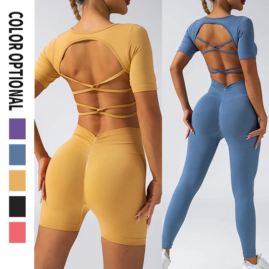 Women's Yoga Sets Seamless Sportswear 2-Piece Gym Yoga Clothes Sport Bra + Leggings Running Wear Skinny Sports Workout Sets Suit