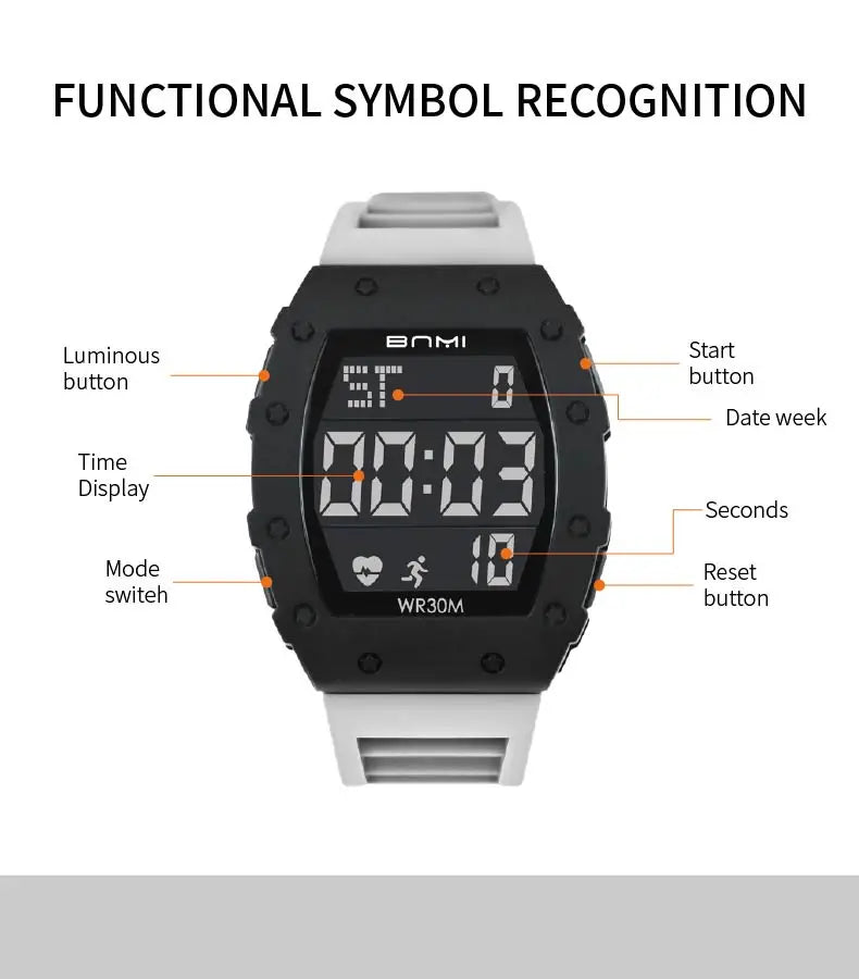 2025 Man Digital Watch Outdoor Sports Multifunctional Waterproof Shock Luminous LED Military Electronics Watch High-end Luxury