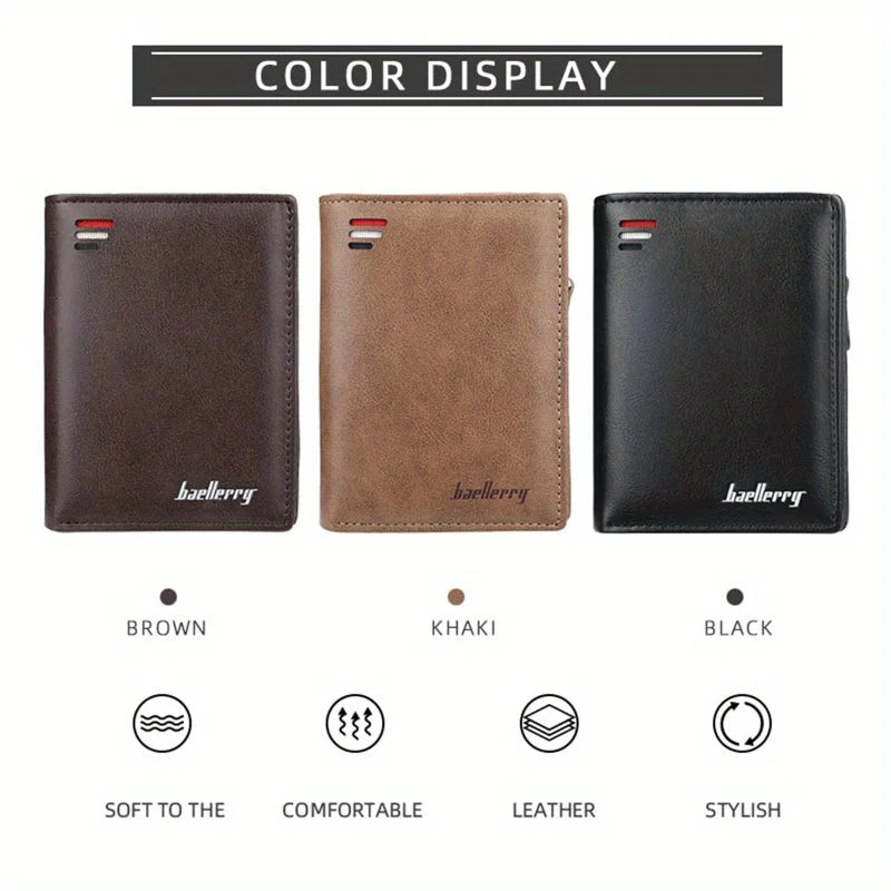 Fashion Men Wallets Zipper Card Holder High Quality Male Purse PU Leather Coin Holder Wallet