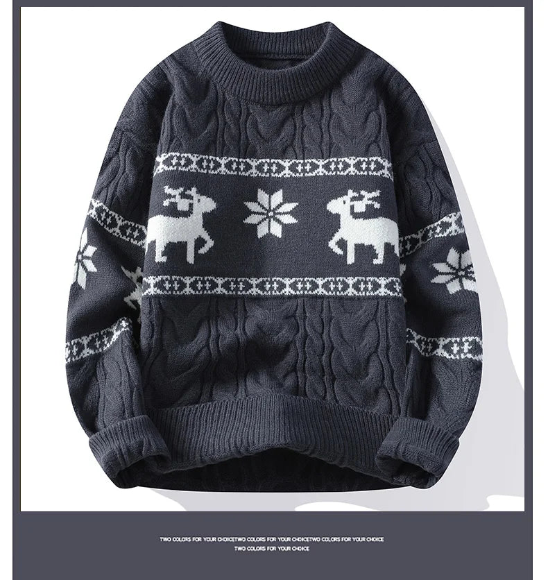 2024 Winter sweater new High End Luxury Cashmere Sweater Men Thick Warm Mens Sweaters With Deer Korean Harajuku Christmas Jumper