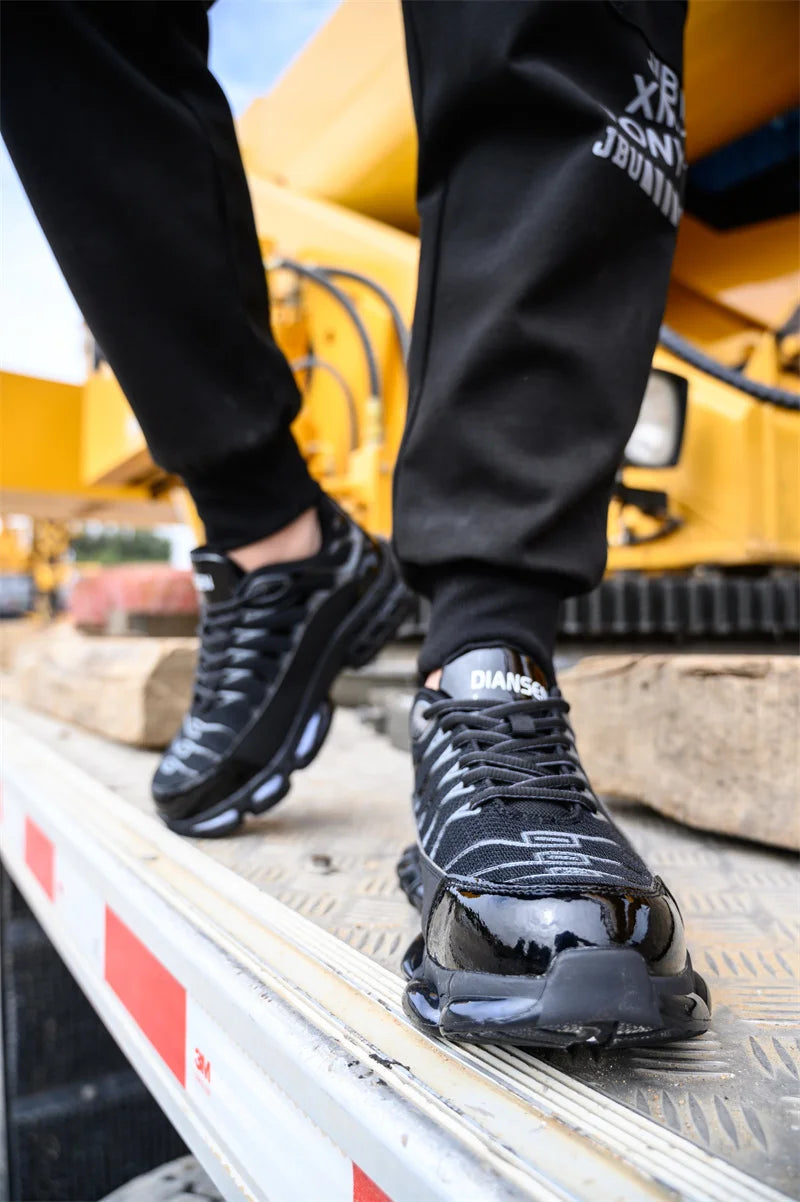 Air Cushion Steel Toe Work Safety Shoes Men Women Non Slip Sneakers Anti-Smash Puncture Proof Security Breathable Shoes Unisex