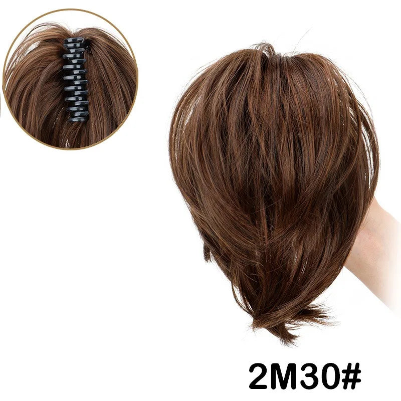 Synthetic Messy Bun Hair Piece Claw Clip in  Piece  Curly Short High Ponytail Extension Tousled Updo For Girls