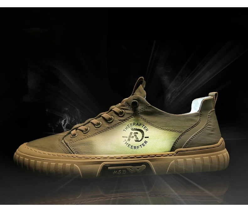 Trend Canvas Men's Shoes Breathable Green Casual Shoes for Men Comfor All-match Sneakers Ice Silk Cloth Men Walking Tennis Shoes