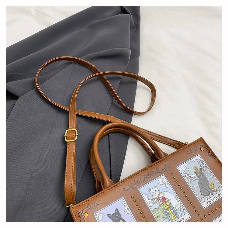 Vintage and Luxury Designer Bag Popular Fashionable Tote Bag Large Capacity with Delicate Embroidery Cat Printing Bag for Women