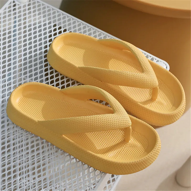 Rimocy Soft Sole EVA Women's Flip Flops 2025 Summer Beach Non-slip Cloud Slippers Women Thick Platform Clip Toe Bathroom Slides