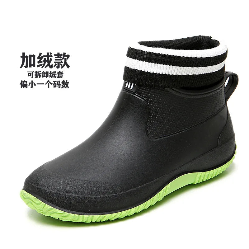 Men's Non-Slip Rain Boots Waterproof Rubber Ankle Boots Outdoor Leisure Fishing Boots Student Rain Boots Platform Boots 장화 2023