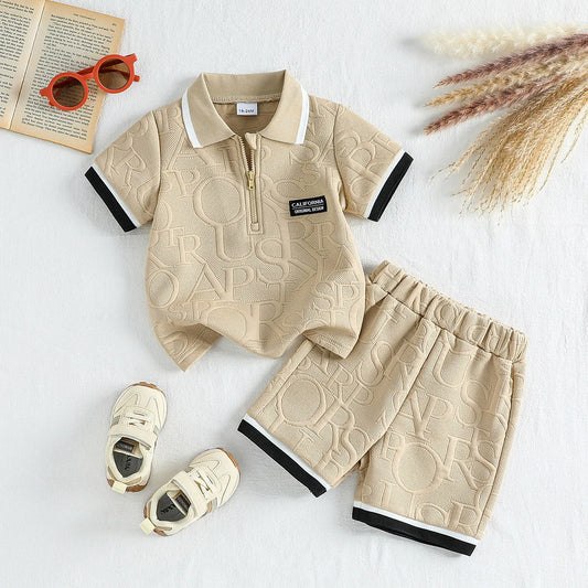Casual Summer Set Children Fashion Clothes Suits Kids Short Sleeves Tops+Shorts 2Pcs 2026 New Solid Colour Outfits For1-6Y