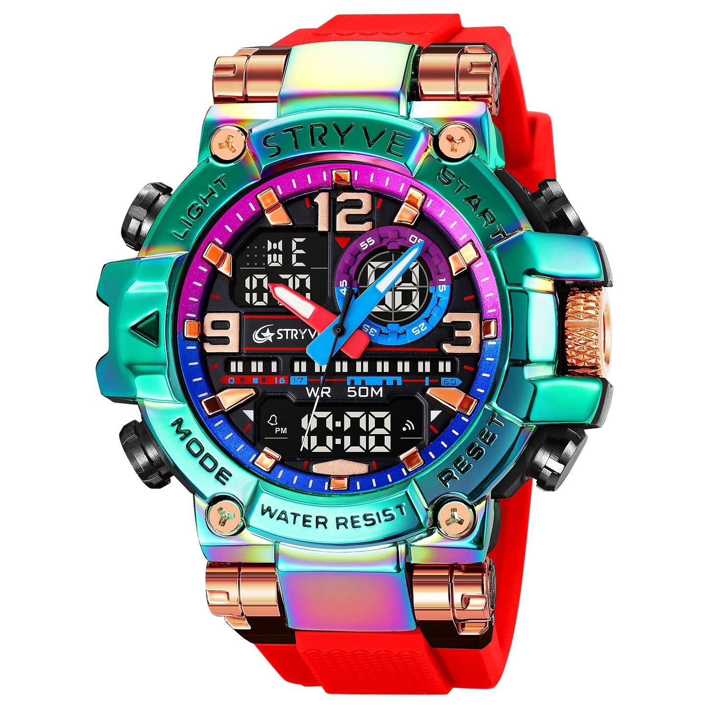 Fashion Stryve Watches S8025 Men's Cool Colorful Sports Digital Watches Fashion Designer Dual Movement Men's Wrist Watch