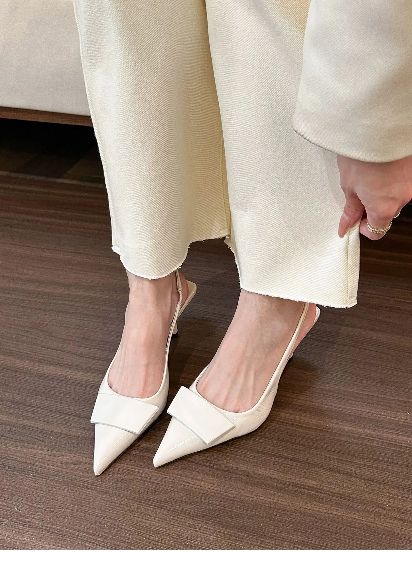 Womens Leather Slippers High Heels Shoes Party Pumps Woman Summer Sandals Women High Heel Slingback Sandal Shoes