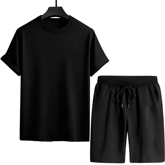 Men's Tracksuit T-shirts and Sports Shorts Urban Casual Fashion Short Sleeve Outfits Male Summer Home Outdoor Comfort Tees Set