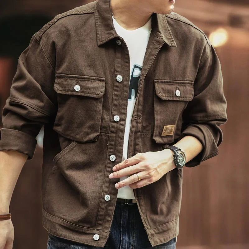 American Style Heavyweight Retro Workwear Jacket Men's Spring Autumn New Trend Loose Hardman Hunting Denim Coat Casual Fashion