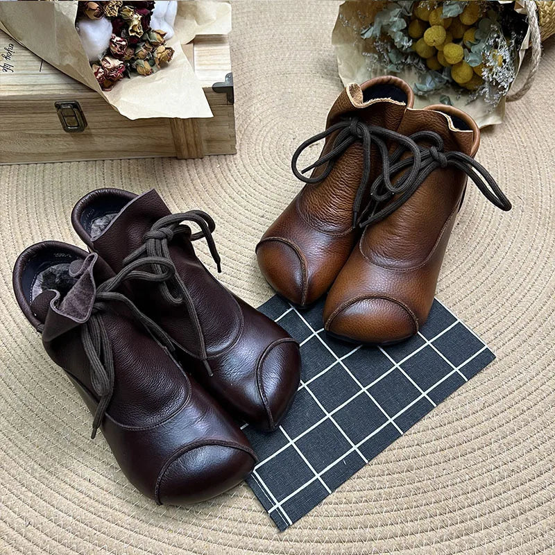 Careaymade-Genuine leather women's boots Fashion retro warm Oversized shoes cow leather Pure handmade ankle boots Casual boots