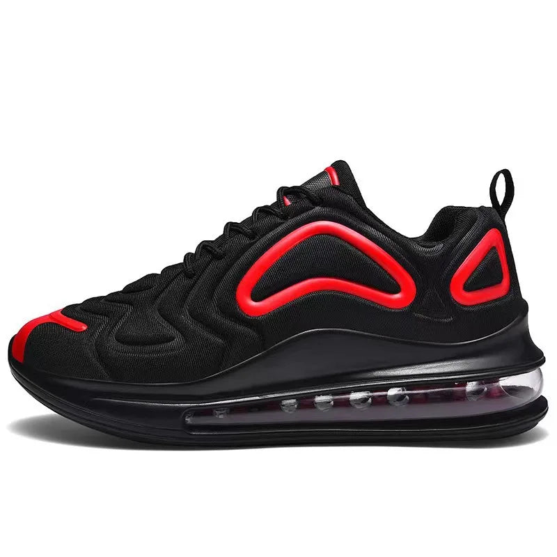 Low-Top Running Shoes Men's Large Size Air-Cushioned Casual Thick-Heeled Breathable Wear-Resistant Stripe Pattern Sports Shoes