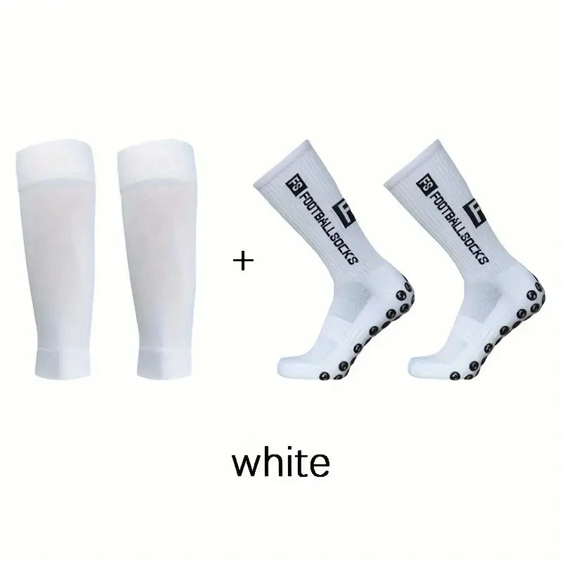 2 Pairs Set Anti-Slip Football Socks Men Women Sports Leg Sleeves Set Breathable Fitness Soccer Socks Basketball Sports Socks