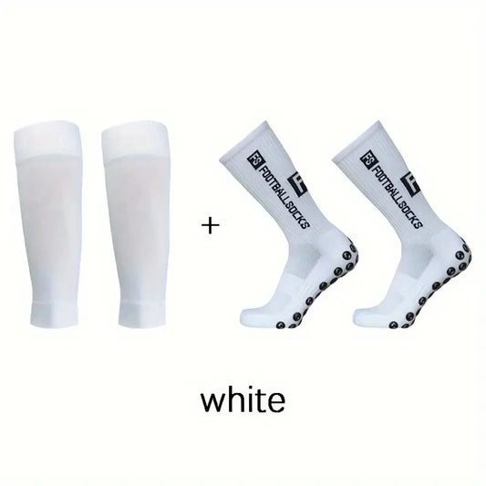 2 Pairs Set Anti-Slip Football Socks Men Women Sports Leg Sleeves Set Breathable Fitness Soccer Socks Basketball Sports Socks