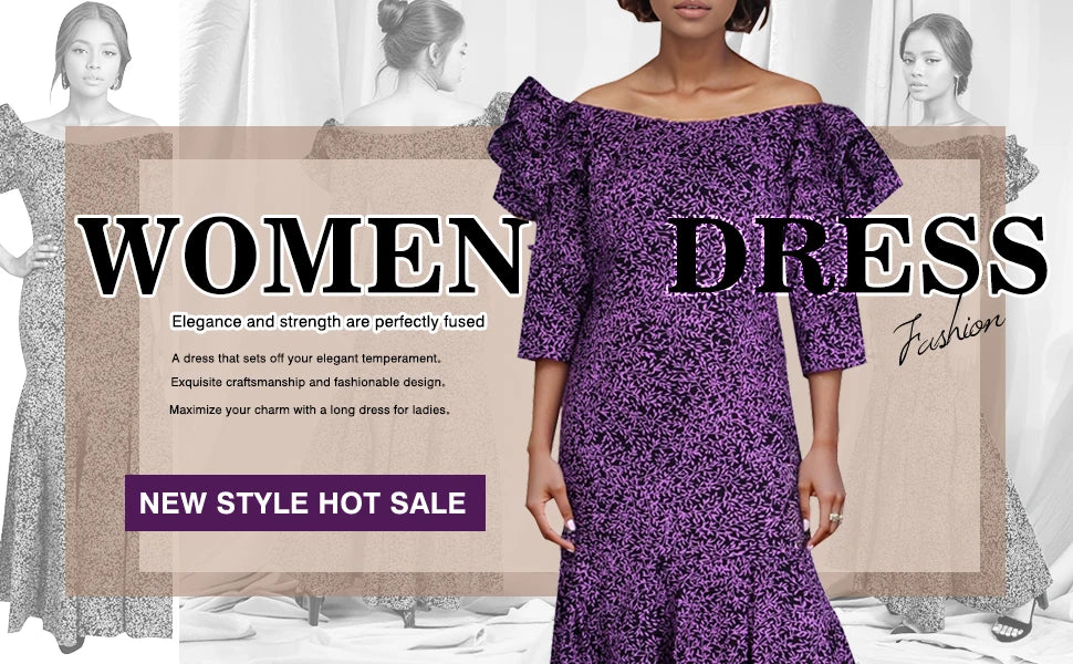 Fashion Robe Africaine Femme Elegant Maxi Long Dresses African Ankara Print Mermaid Dresses Dashiki Evening Gowns Wy9482