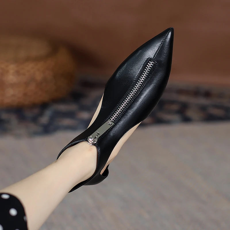 Original Design 2025 Spring Leather Women's Casual Black White Summer Boots Trendy Fashion Boots High Heels Zipper Shoes Woman