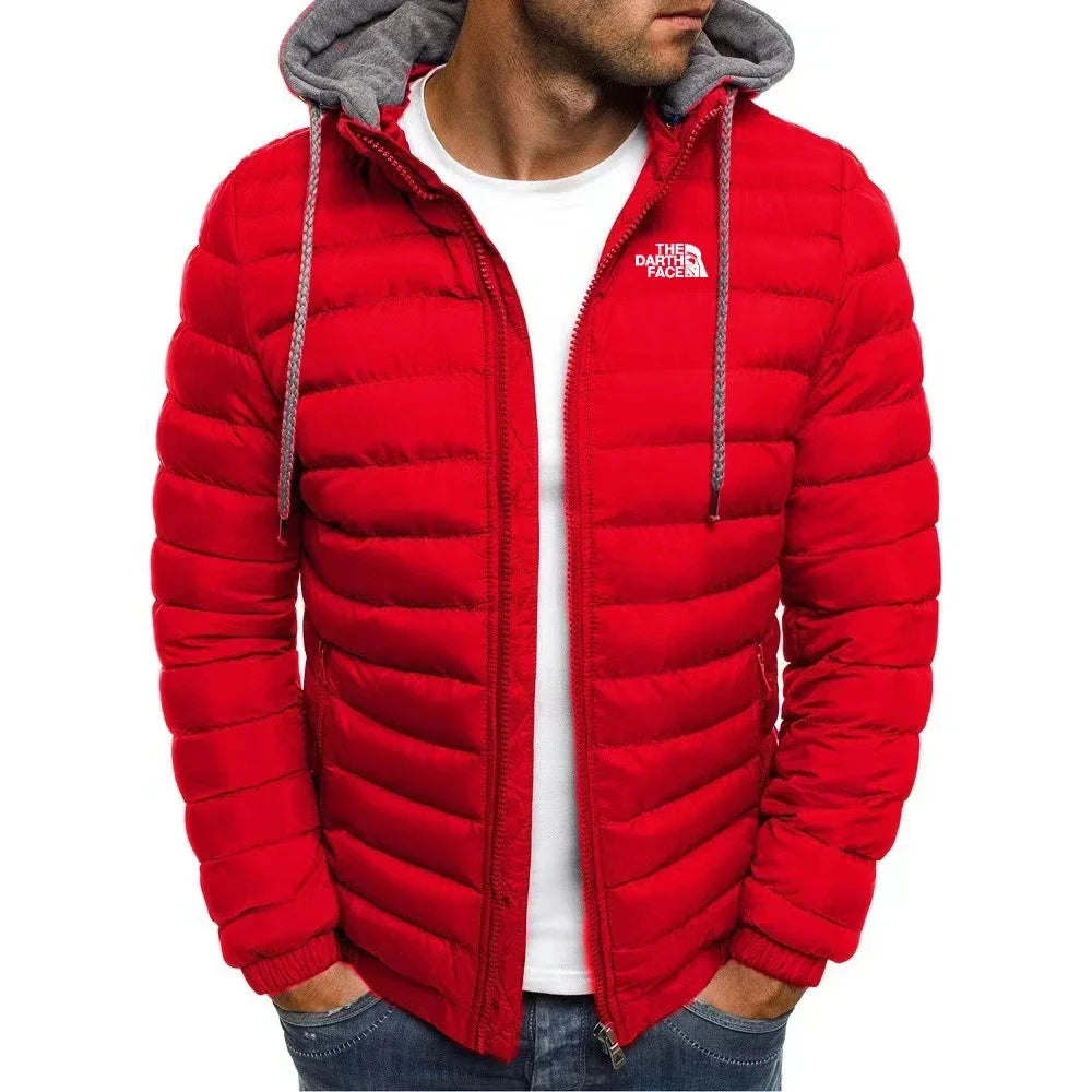 2026 casual outdoor winter men's warm zipper street business travel slim fit fashionable hooded jacket