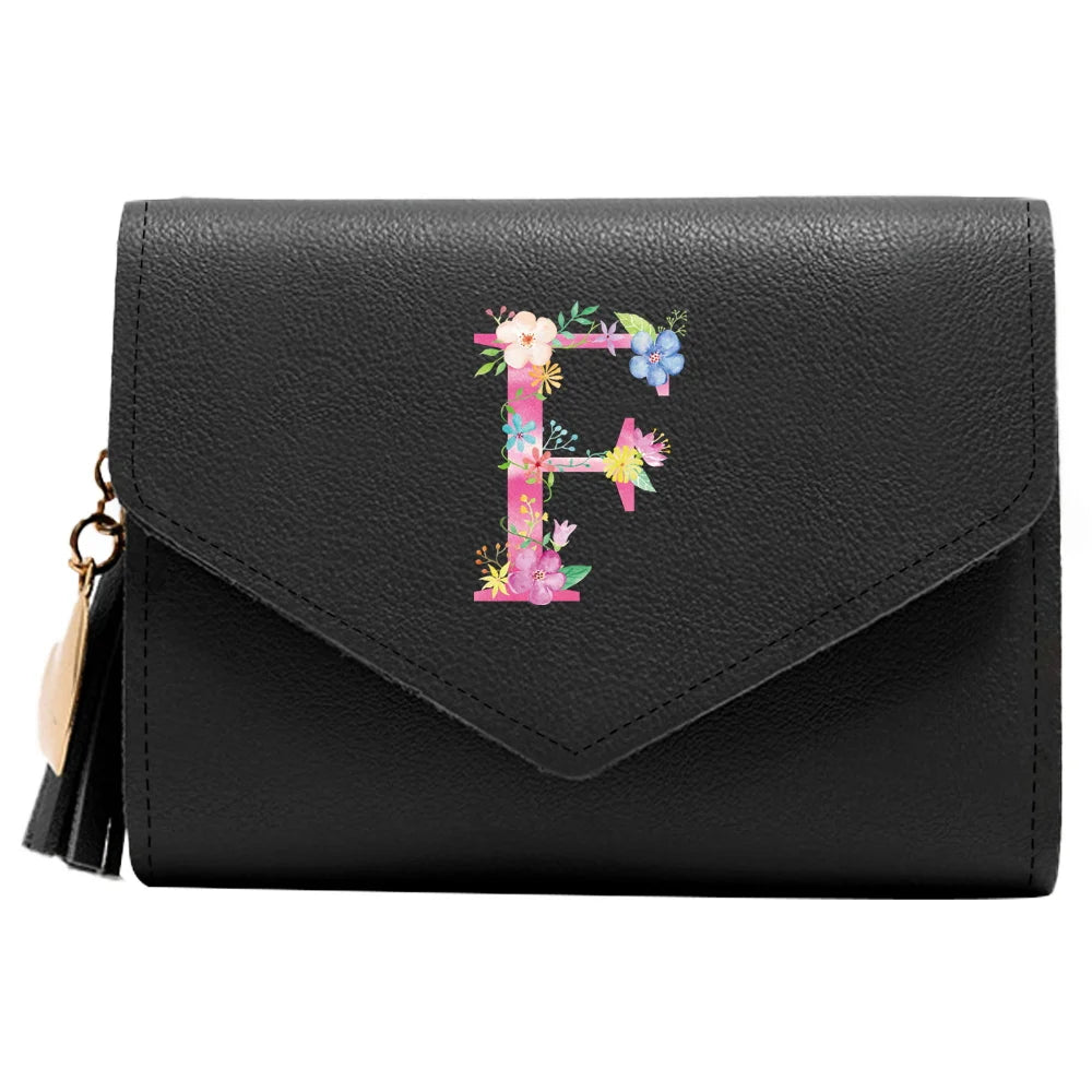 Purse Female Mini Wallet Cute Purse Pink Letter Pattern Slim Wallet RFID Blocking Credit Card Holder Coin Pocket ID Window
