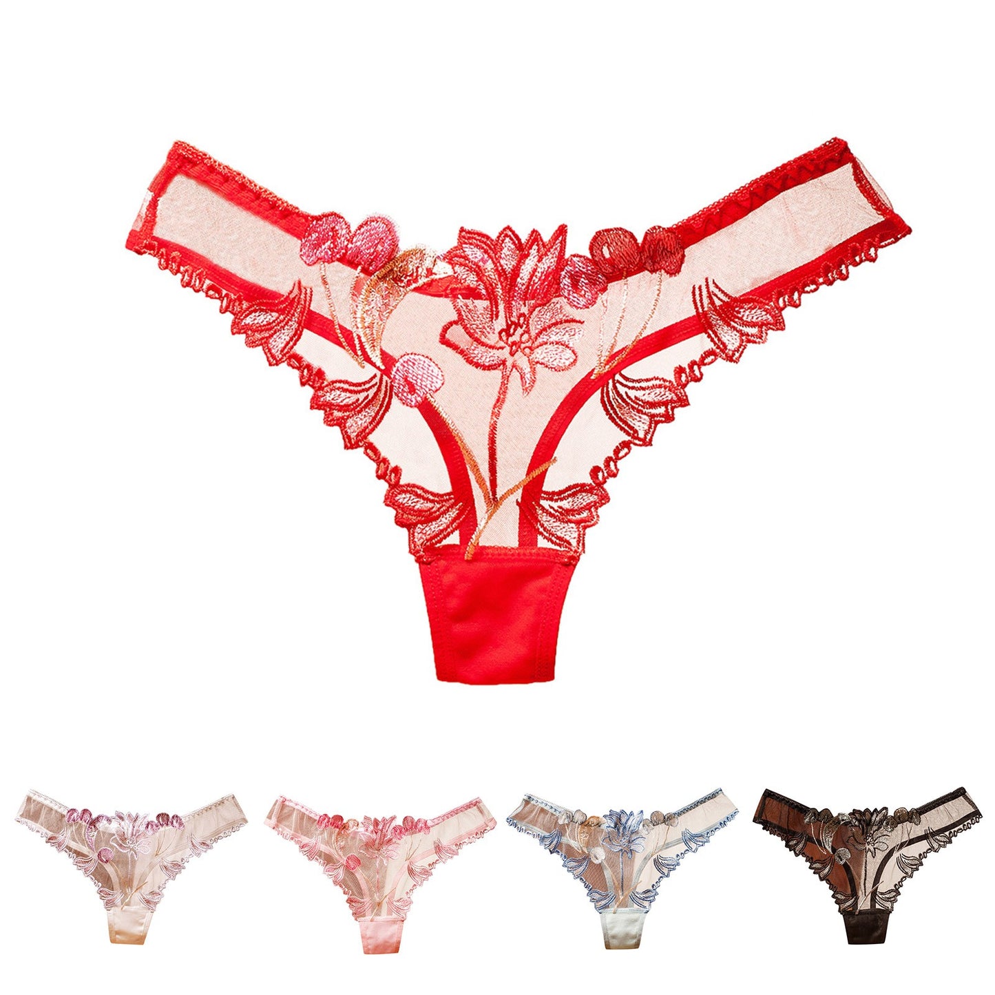 Sexy Lingerie Underwear Women Thong Womens Mesh Full Embroidery Sexy Panties Womens Bikini String Panties Womens Plus Size