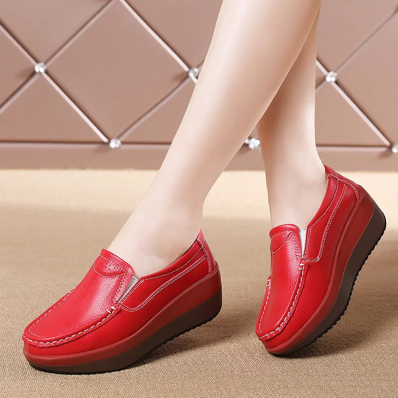 Spring Women's Loafers Comfortable Female Vulcanized Shoes Wedge Moccasin Orthopedic Slip-on Platform Shoes for Women Zapatillas
