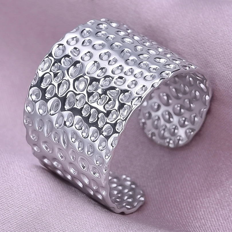 1/2/3pcs Mix Color Chunky Wide Ring Open Stainless Steel Rings For Women Men Accessories Irregular Surface Kpop Fashion Jewelry