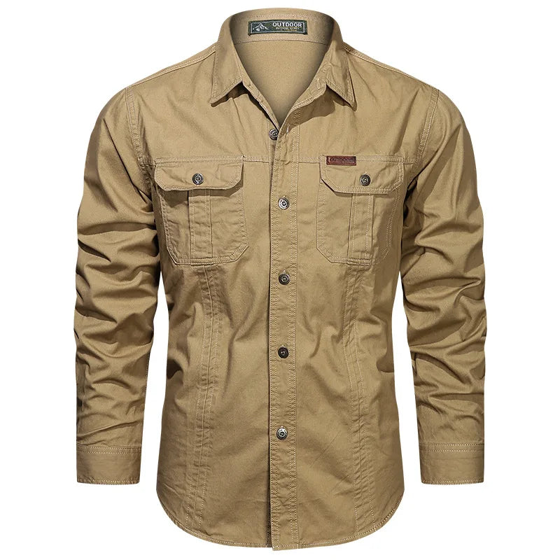 New Men's Casual Shirt 5XL Male Overshirt 2025 Military Cotton Long Sleeve Shirts Men Brand Clothing High Quality Blouse