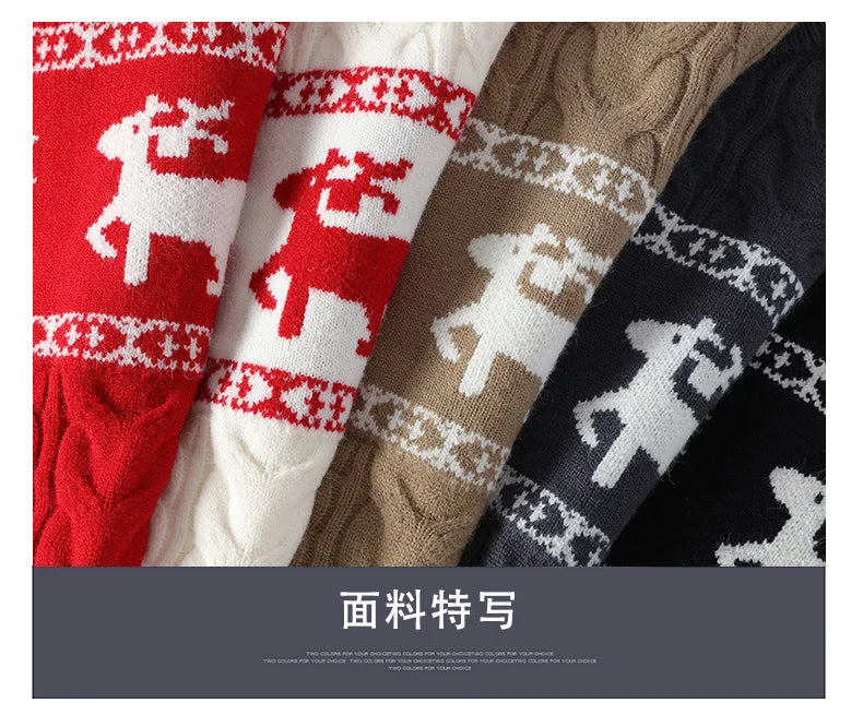 2024 Winter sweater new High End Luxury Cashmere Sweater Men Thick Warm Mens Sweaters With Deer Korean Harajuku Christmas Jumper