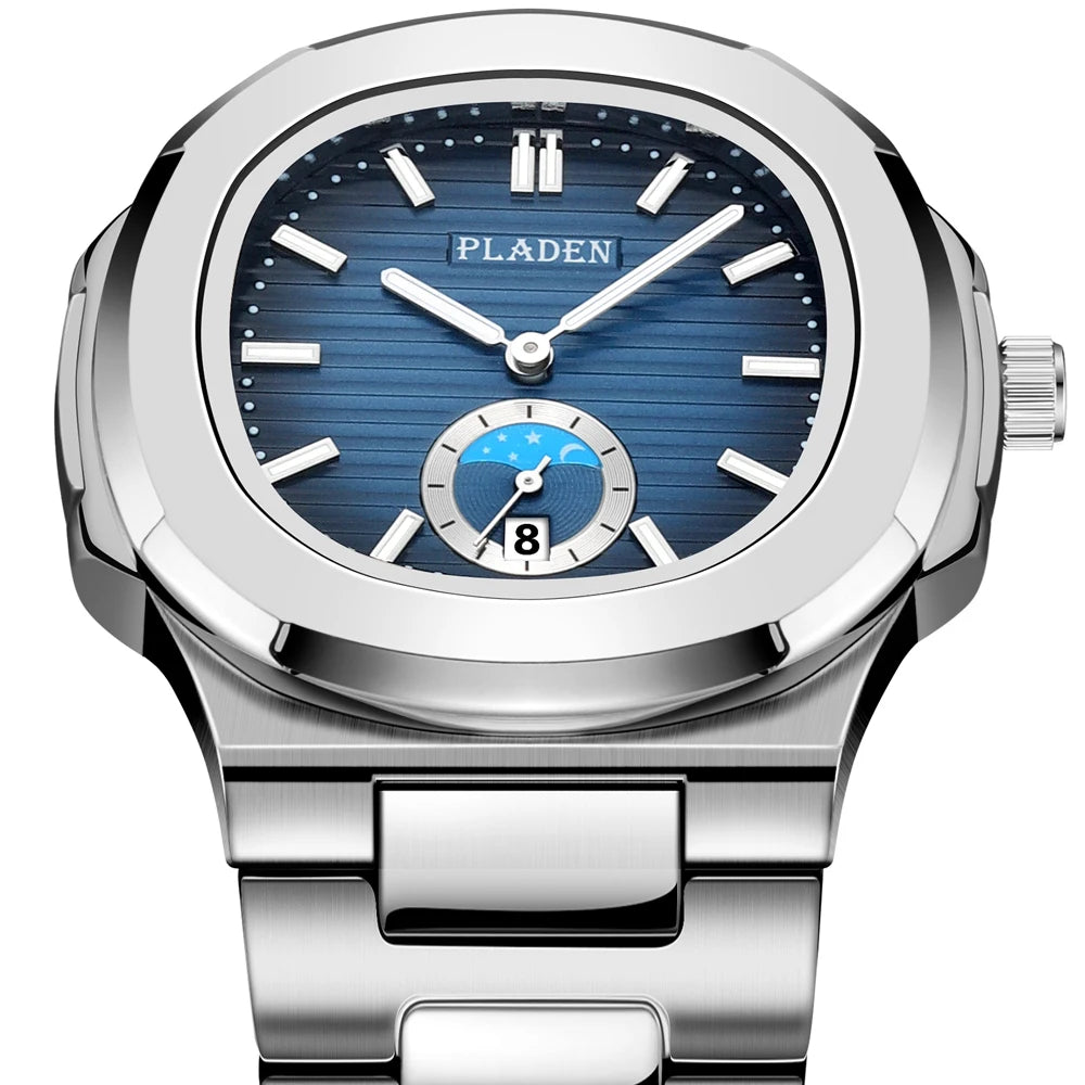 PLADEN Men's Quartz Watch Stylish Business Wristwatches Stainless Steel Calendar Waterproof Watches For Male High Quality New